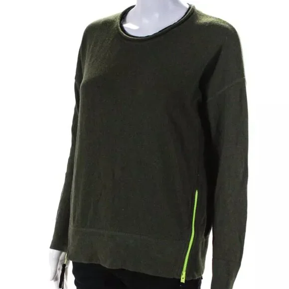 NEW Lisa Todd Cotton/Cashmere Knit Long Sleeve Zipper Hem Sweater Green Size M - Picture 3 of 8